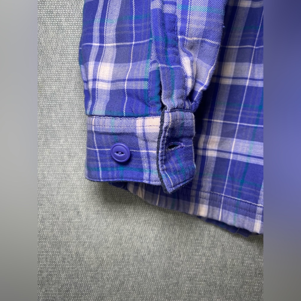 LL Bean Shirt Jacket Women Medium Purple Plaid Fleece Lined - Picture 3 of 10